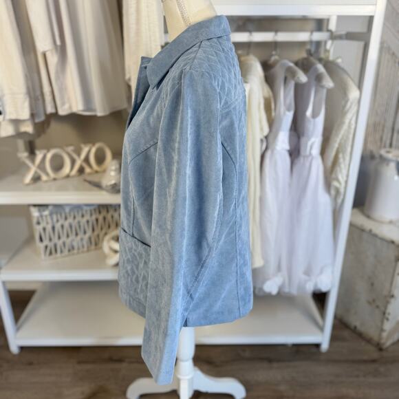 Alfred Dunner Women's Size 10 Light Blue Quilted Corduroy Button Up Jacket #3455 - Picture 5 of 9